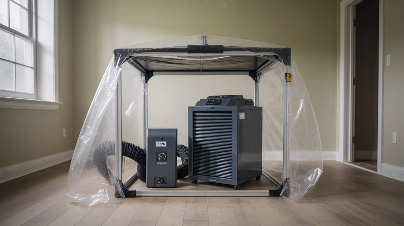Commercial mold equipment staged inside a Colorado Springs home